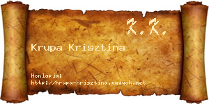 Krupa Krisztina névjegykártya